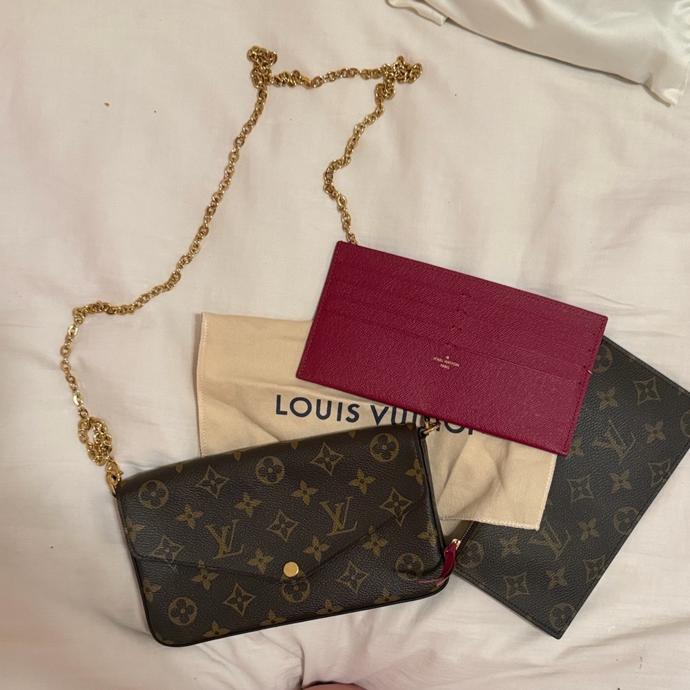 Louis Vuitton Monogram Brown and Pink Clutch Set